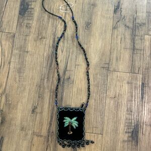 Embroidered Black Beaded Satchel